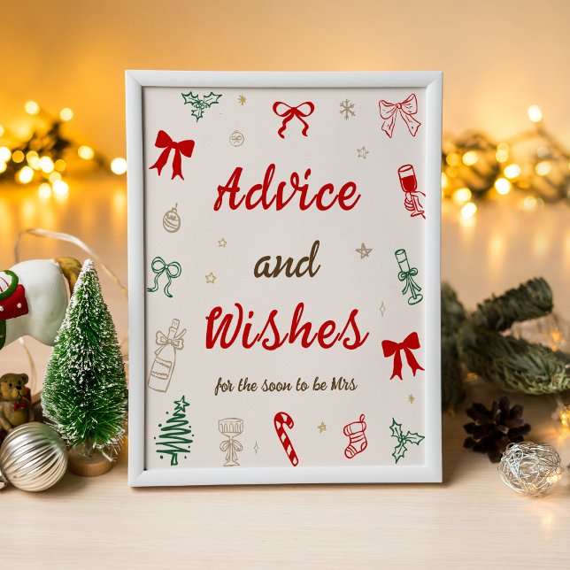 Poster Christmas Bridal Shower Advice and Wishes (Criador carregado)