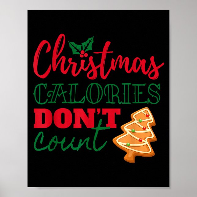 Poster Christmas Calories Don't Count Funny Holiday  (Frente)