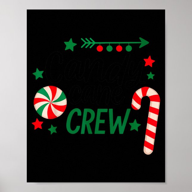 Poster Christmas Candy Cane Crew Shirt Women Girls Boys K (Frente)