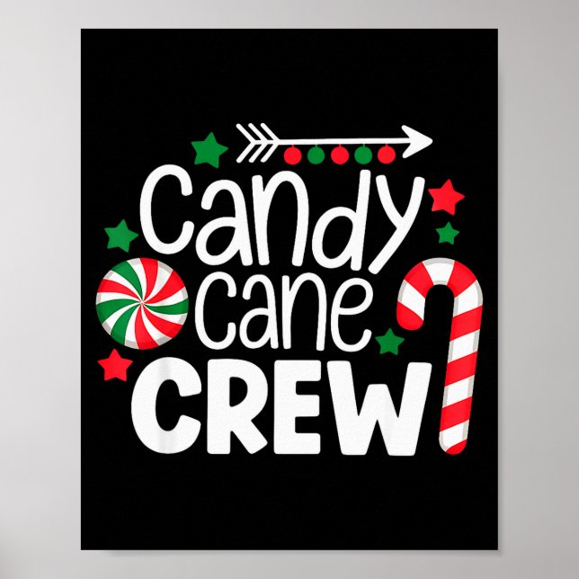 Poster Christmas Candy Cane Crew Shirt Women Girls Boys K (Frente)
