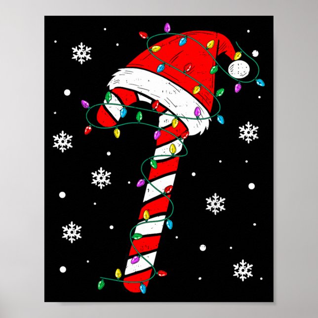 Poster Christmas Candy Cane Hat Santa Xmas Holiday Toddle (Frente)