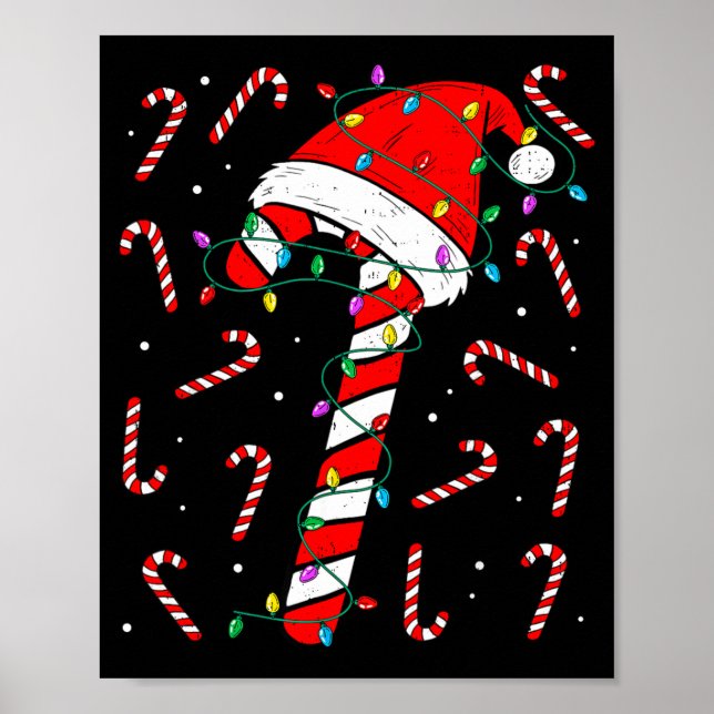 Poster Christmas Candy Cane Hat Santa Xmas Holiday Toddle (Frente)