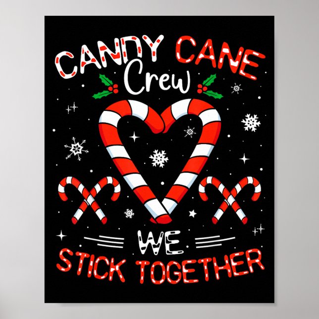 Poster Christmas Candy Cane Heart Crew Family Matching Pa (Frente)