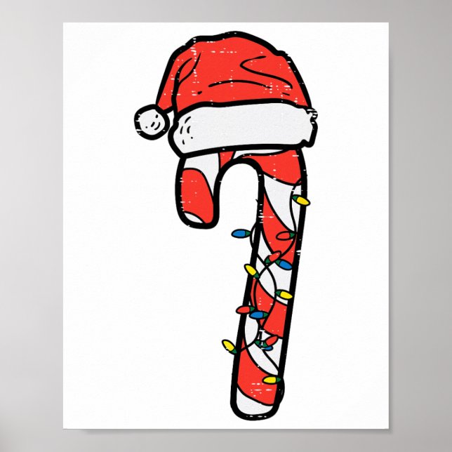 Poster Christmas Candy Cane Santa Xmas Kids Toddler Youth (Frente)
