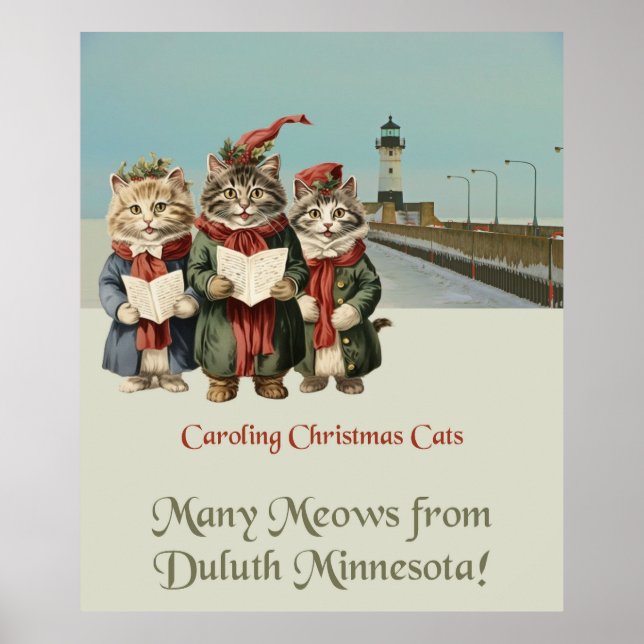 Poster Christmas Caroling Cats Duluth Minnesota (Frente)