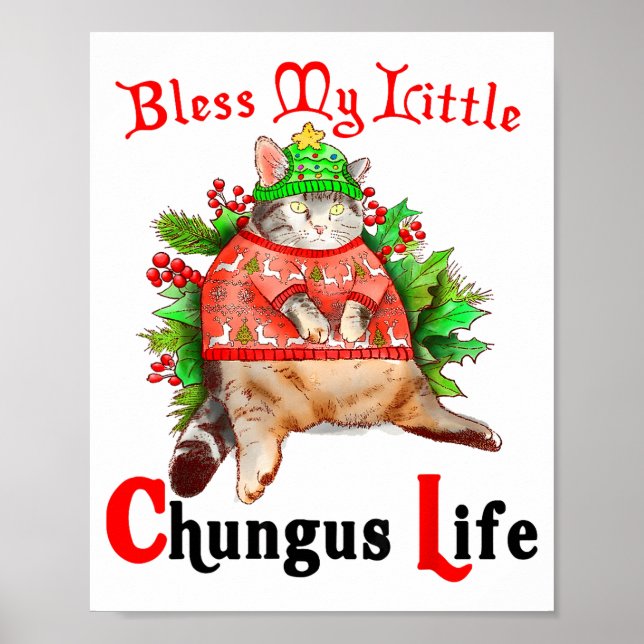 Poster Christmas Cat Bless My Little Funny Cat Life Cat M (Frente)