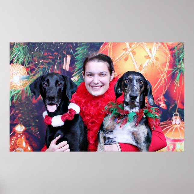 Pôster Christmas - Catahoula Brita and Labrador Cooper (Frente)