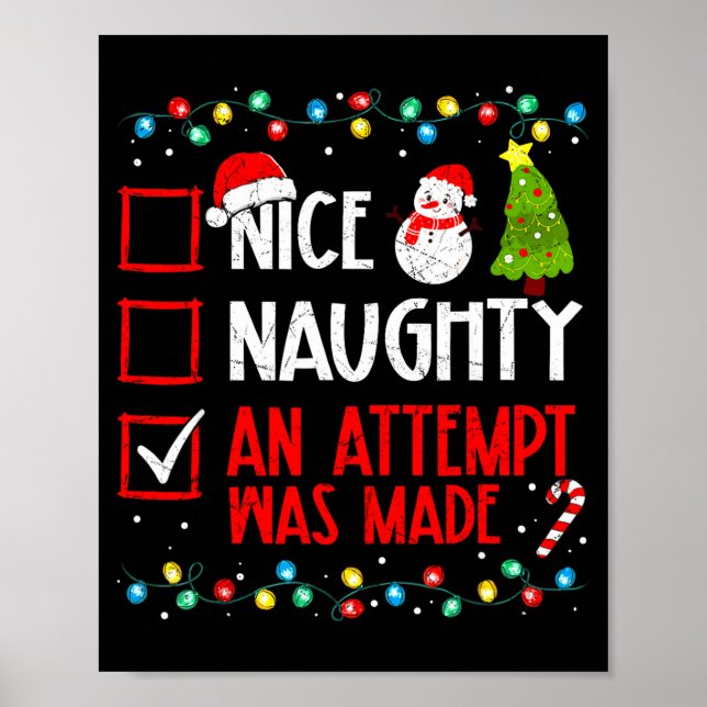 Poster Christmas Checklist Naughty Nice An Attempt Was Ma (Frente)