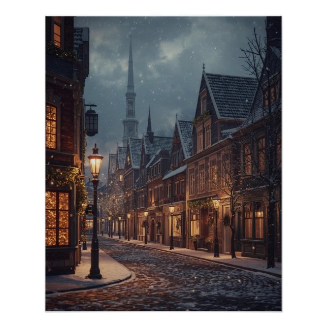 Pôster Christmas City in the Snow Poster (Frente)