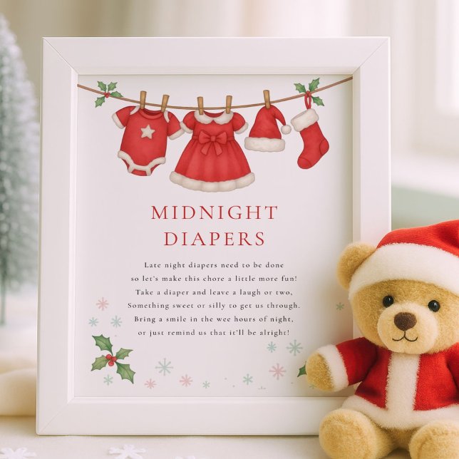 Poster Christmas Clothesline Midnight Diaper Baby Shower (Criador carregado)