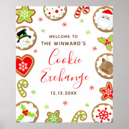 Poster Christmas Cookie Exchange Red Green Welcome Sign