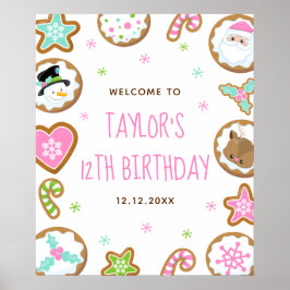 Poster Christmas Cookies Birthday Pink Green Welcome Sign