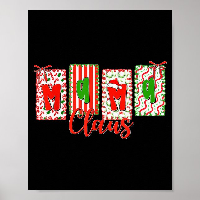 Poster Christmas Coquette Bow Mama Xmas Family Matching W (Frente)