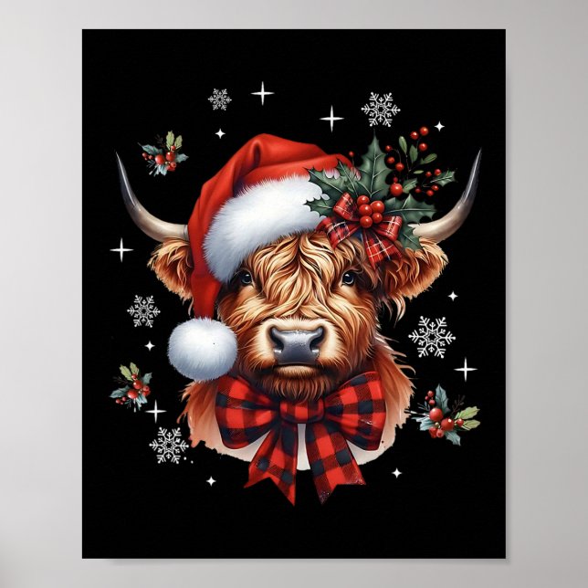 Poster Christmas Coquette Cow Cute Moo Cow Xmas Holiday  (Frente)