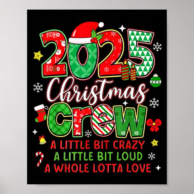Poster Christmas Crew 2025 Family Christmas Xmas Pajamas  (Frente)