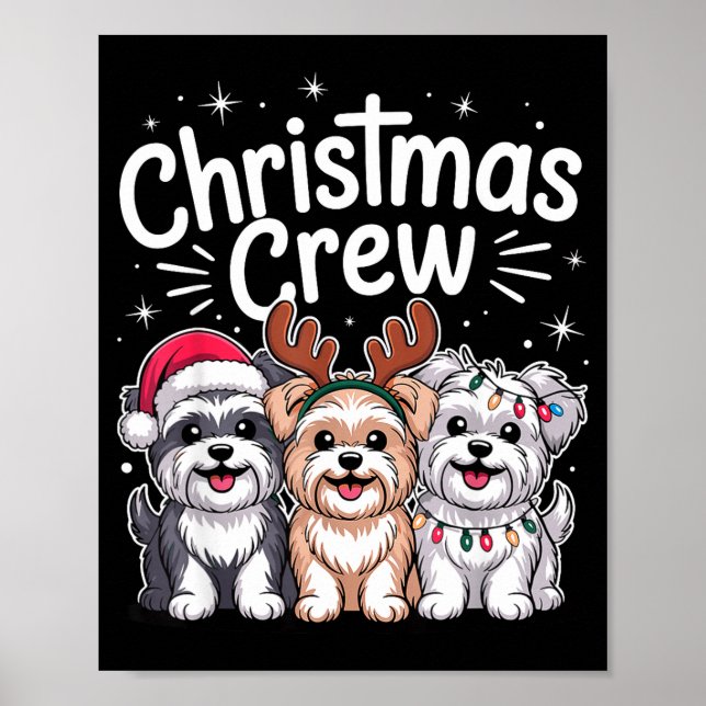 Poster Christmas Crew Xmas Puppy Dog Breed Funny Christma (Frente)