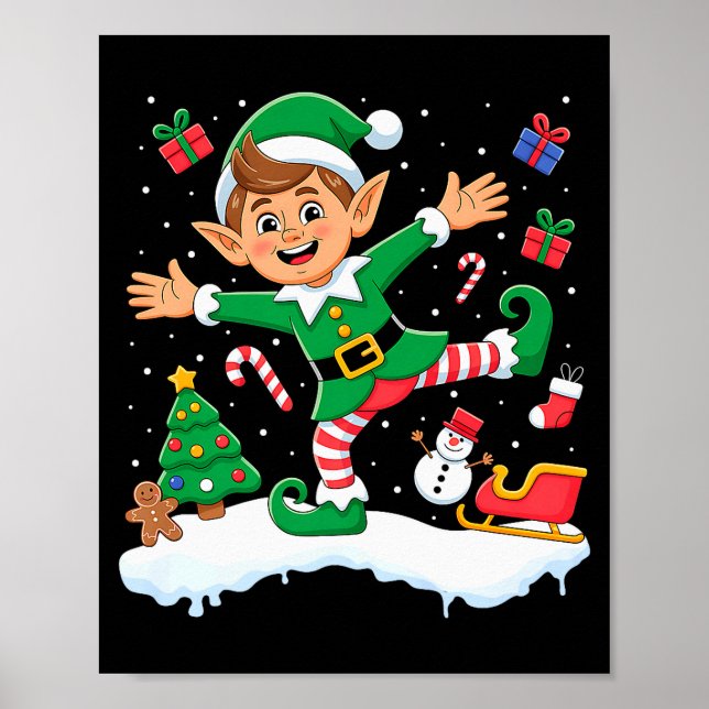 Poster Christmas Dabbing Elf Tree Lights Boys Kids Dab Xm (Frente)