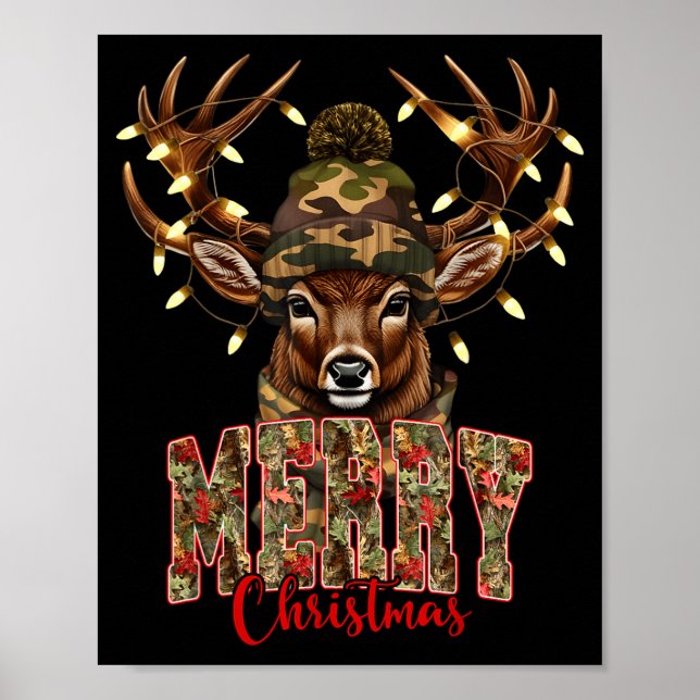 Poster Christmas Deer Camouflage Hunting Camo Reindeer &a (Frente)
