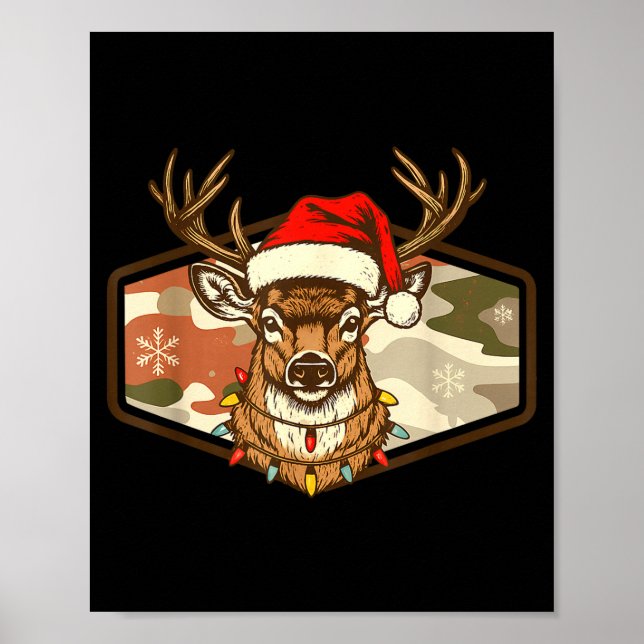 Poster Christmas Deer Hunting Old School Camo, Xmas Hunti (Frente)
