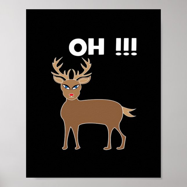 Poster Christmas Deer Season Cute Festive Retro Style  (Frente)