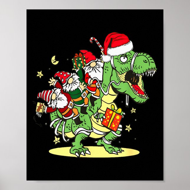Poster Christmas, Dino, Ugly Xmas, Trex Dinosaur, Gnome  (Frente)