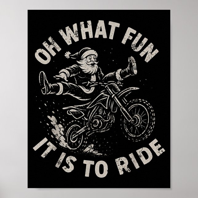 Poster Christmas Dirt Bike Santa Motocross Born To Sleigh (Frente)