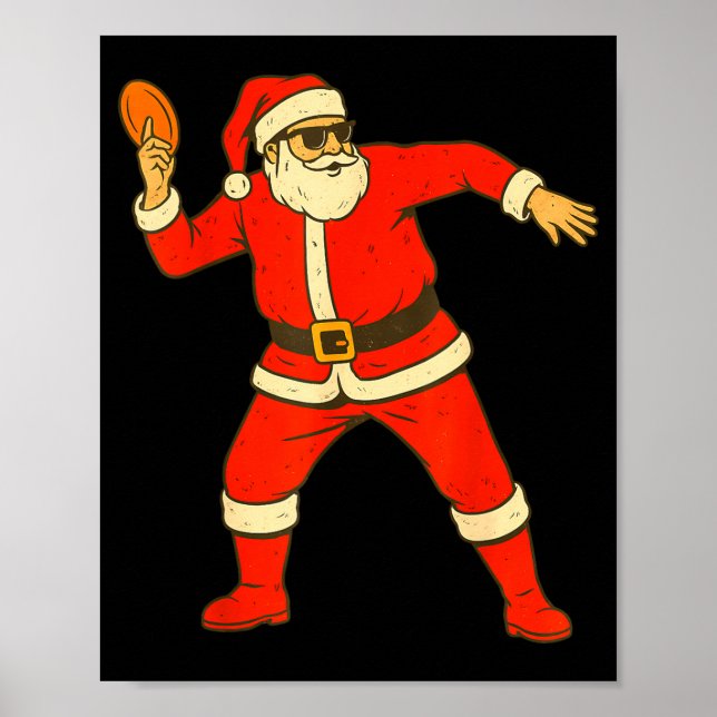 Poster Christmas Disc Golf Vintage Funny Santa Xmas  (Frente)