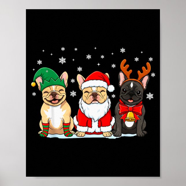 Poster Christmas Dog French Bulldog Xmas Dog Lover Men Wo (Frente)