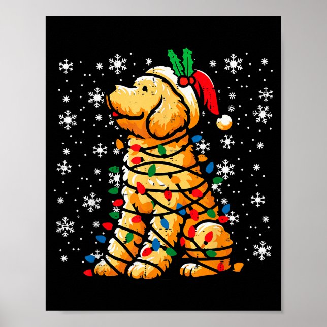 Poster Christmas Dog Goldendoodle Santa Cute Xmas Men Wom (Frente)