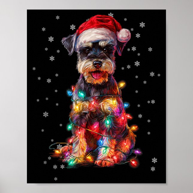 Poster Christmas Dog Schnauzer Santa Xmas Women Men Kids  (Frente)