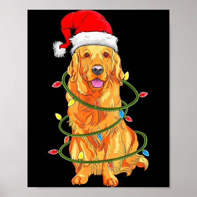 Poster Christmas Dog Shirt, Christmas Golden Retriever Pa (Frente)