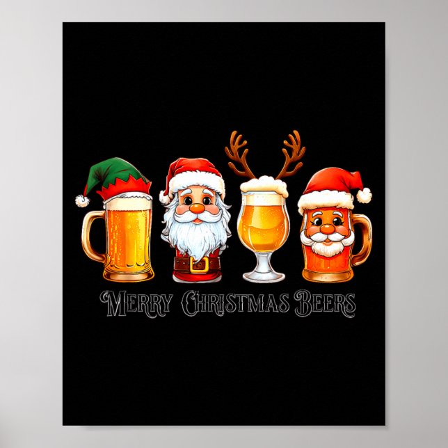 Poster Christmas Drinking Merry Christmas Santa Beer  (Frente)