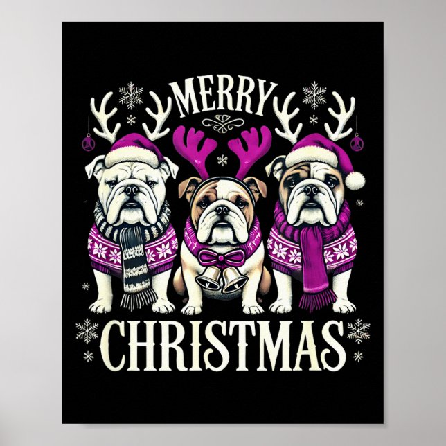 Poster Christmas English Bulldog Mom English Bulldog Chri (Frente)