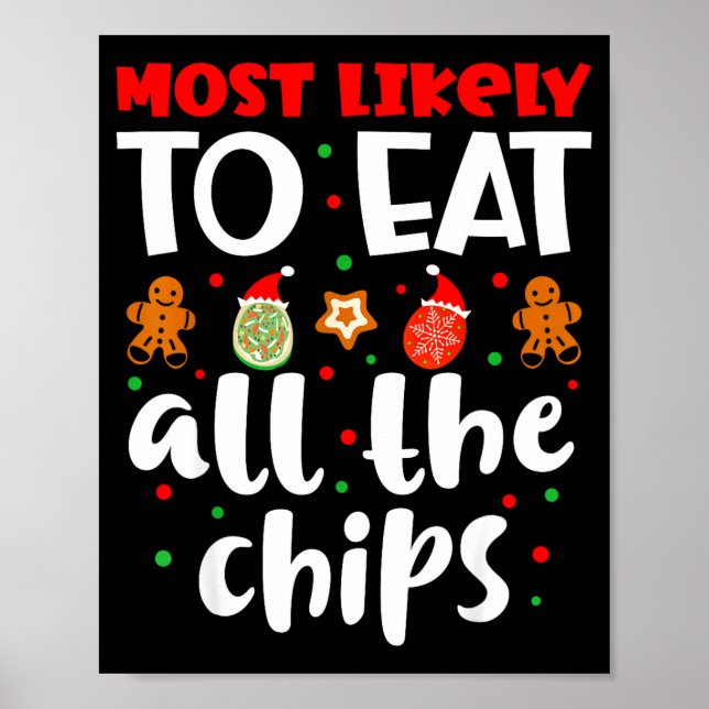 Poster Christmas Family Cute Funny Most Likely To Eat All (Frente)