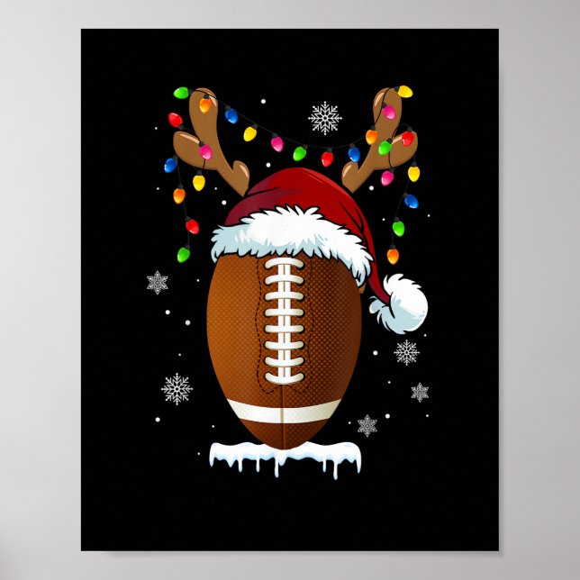 Poster Christmas Football Ball Lights Funny Boys Men Spor (Frente)