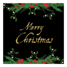 Pôster Christmas Frame Template Greeting Card 