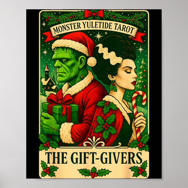 Poster Christmas Frankenstein And Bride The Lovers Tarot  (Frente)