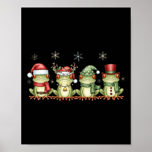 Poster Christmas Frog Funny Men Women Kids Cute Hoppy Xma (Frente)