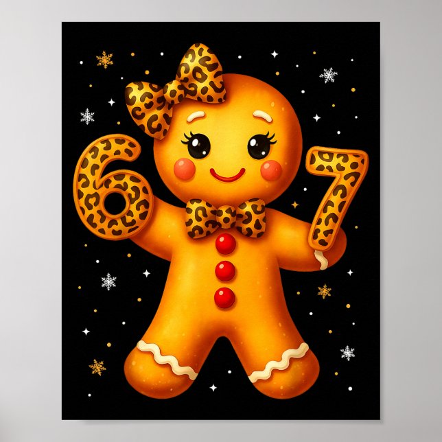 Poster Christmas Funny Gingerbread Six Seven 67 Leopard B (Frente)