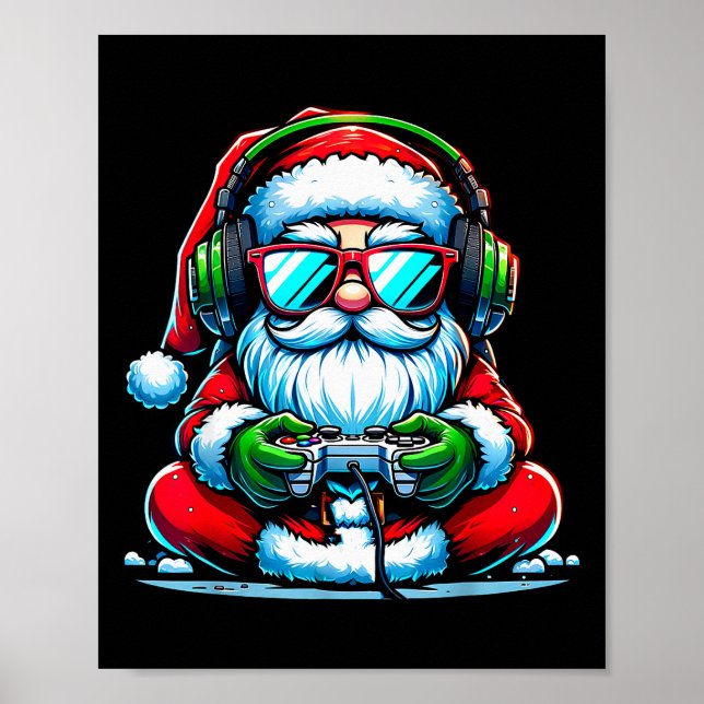 Poster Christmas Gamer Boys Video Game Santa Xmas  (Frente)