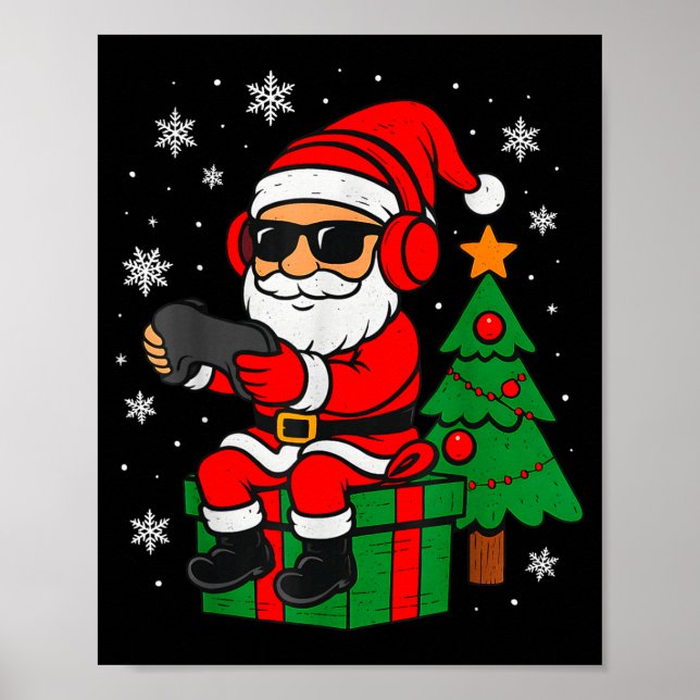 Poster Christmas Gamer Retro Santa Funny Xmas Gaming Men  (Frente)