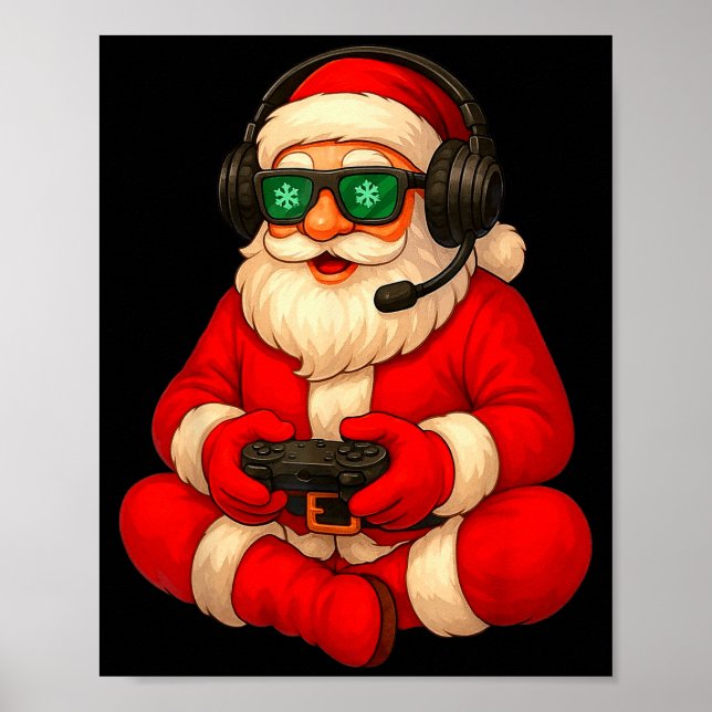 Poster Christmas Gamer Santa Video Game Gaming Boys Men K (Frente)