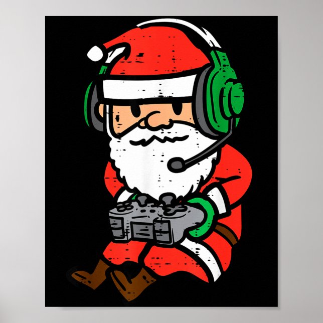 Poster Christmas Gamer Santa Xmas Gaming Men Boys Kids Yo (Frente)