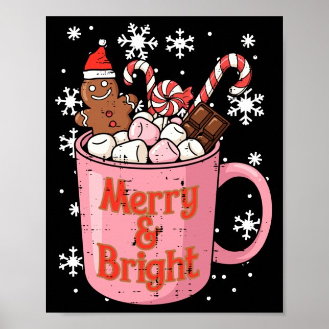 Poster Christmas Gingerbread Cocoa Merry Bright Xmas Wome (Frente)