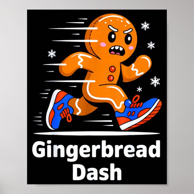 Poster Christmas Gingerbread Dash Running Runner Xmas Mar (Frente)