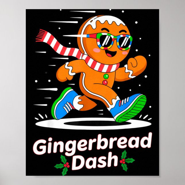 Poster Christmas Gingerbread Dash Running Runner Xmas Mar (Frente)