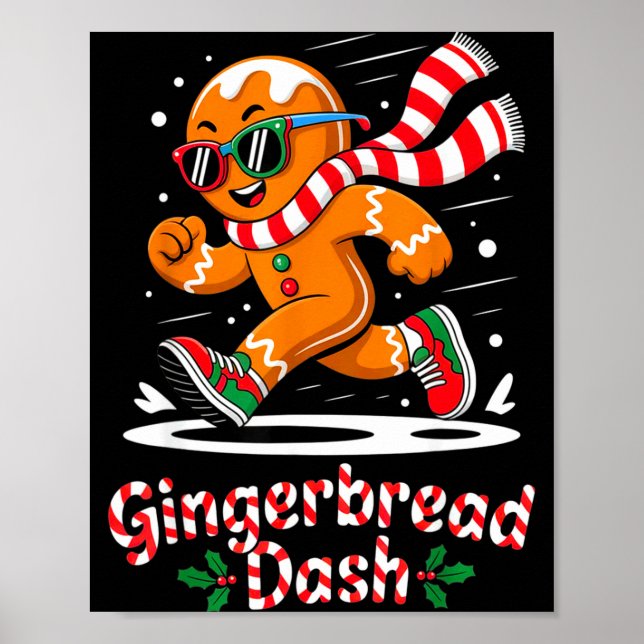 Poster Christmas Gingerbread Dash Running Runner Xmas Mar (Frente)