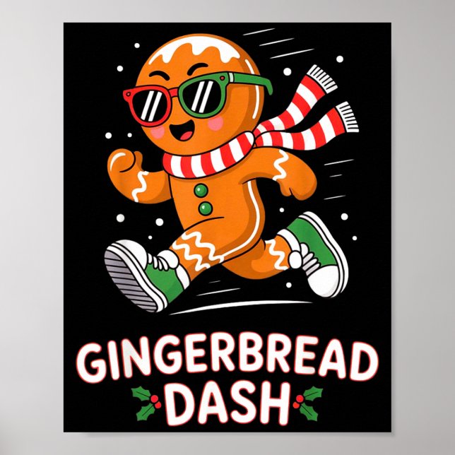 Poster Christmas Gingerbread Dash Running Runner Xmas Mar (Frente)