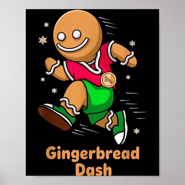 Poster Christmas Gingerbread Dash Running Runner Xmas Mar (Frente)