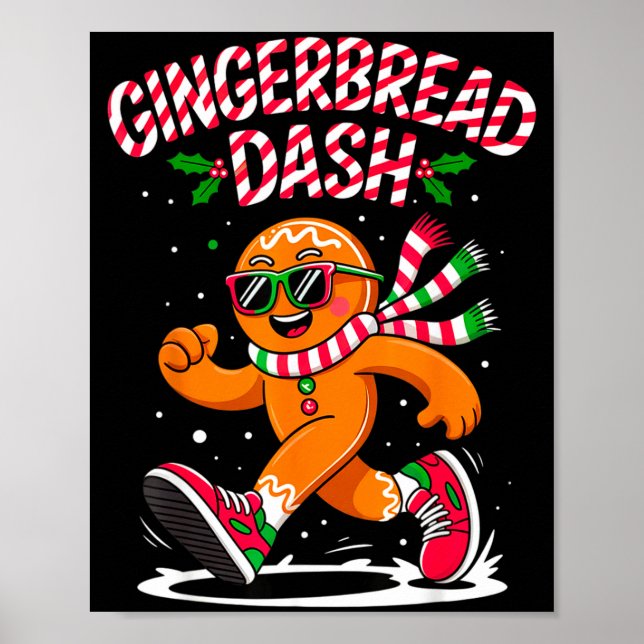 Poster Christmas Gingerbread Dash Running Runner Xmas Mar (Frente)